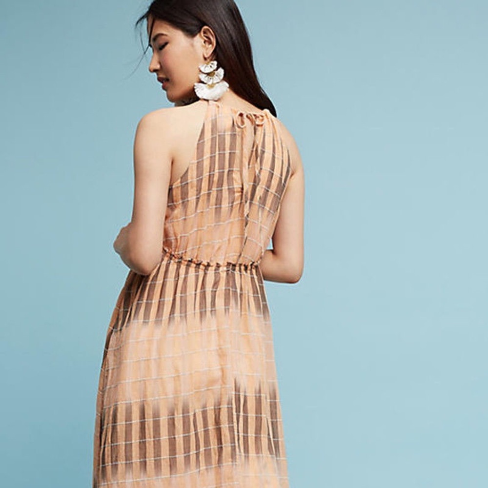 Anthropologie Akemi + Kin Ikat Halter Peach Dress